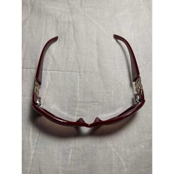 Mispecs Italy Design Red Oversized Sunglasses Gold Filigree Y2K Maroon 2000s